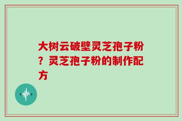大树云破壁灵芝孢子粉？灵芝孢子粉的制作配方