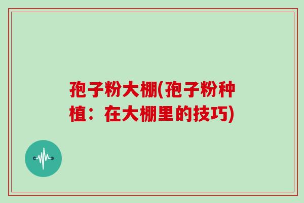 孢子粉大棚(孢子粉种植:在大棚里的技巧) 孢子粉大棚(孢子粉种植:在大棚里的技巧)