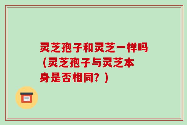 灵芝孢子和灵芝一样吗 (灵芝孢子与灵芝本身是否相同？)