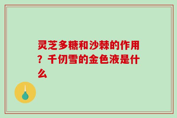 灵芝多糖和沙棘的作用?千仞雪的金色液是什么 灵芝多糖和沙棘的作用?千仞雪的金色液是什么