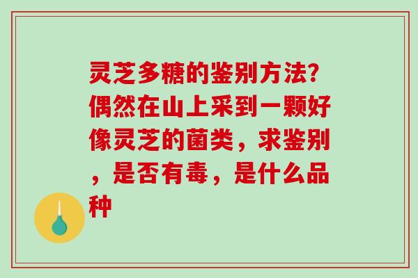 灵芝多糖的鉴别方法？偶然在山上采到一颗好像灵芝的菌类，求鉴别，是否有毒，是什么品种