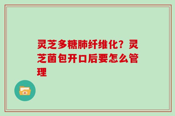 灵芝多糖纤维化？灵芝菌包开口后要怎么管理