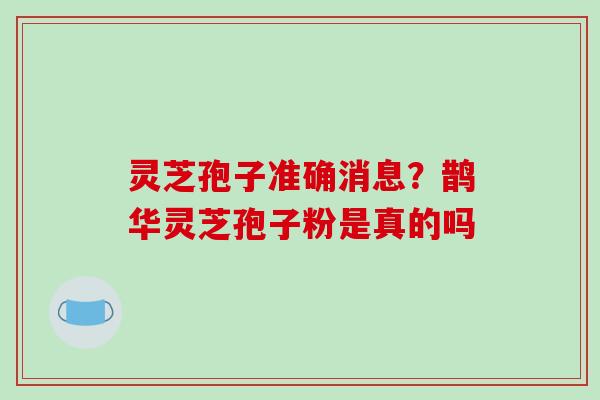 灵芝孢子准确消息？鹊华灵芝孢子粉是真的吗