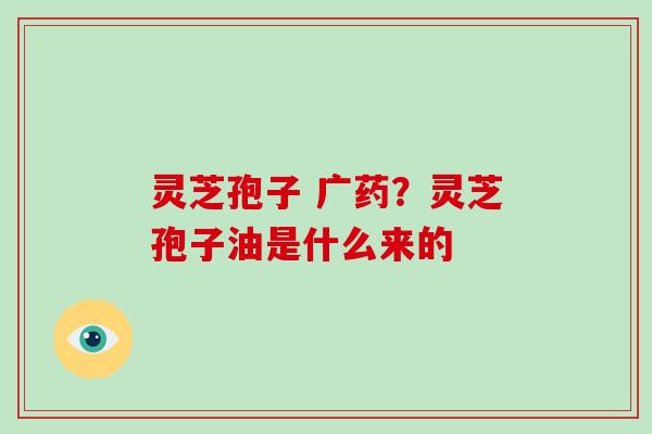 灵芝孢子 广药？灵芝孢子油是什么来的