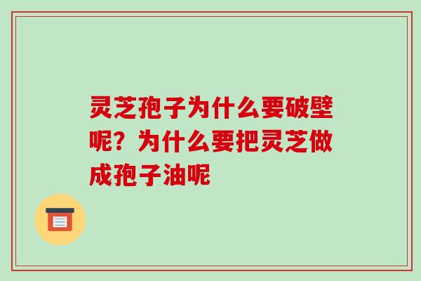 灵芝孢子为什么要破壁呢?为什么要把灵芝做成孢子油呢 灵芝孢子为什么要破壁呢?为什么要把灵芝做成孢子油呢