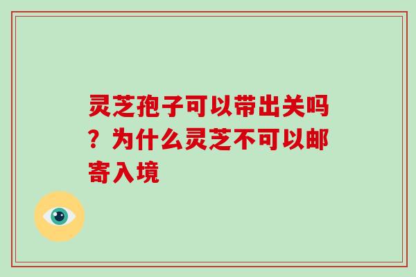 灵芝孢子可以带出关吗？为什么灵芝不可以邮寄入境