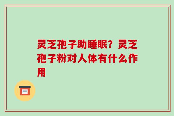 灵芝孢子助？灵芝孢子粉对人体有什么作用