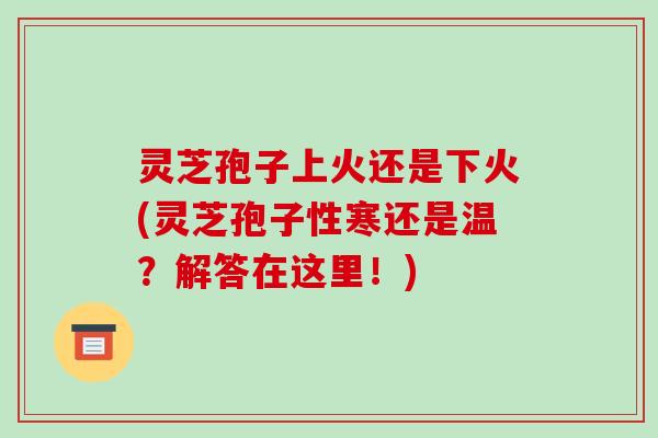 灵芝孢子上火还是下火(灵芝孢子性寒还是温?解答在这里!) 灵芝孢子上火还是下火(灵芝孢子性寒还是温?解答在这里!)