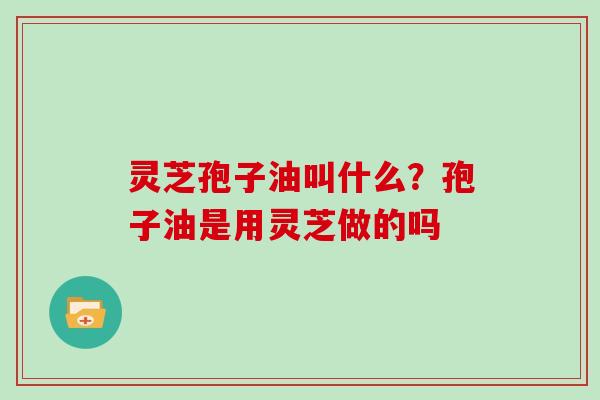 灵芝孢子油叫什么?孢子油是用灵芝做的吗 灵芝孢子油叫什么?孢子油是用灵芝做的吗