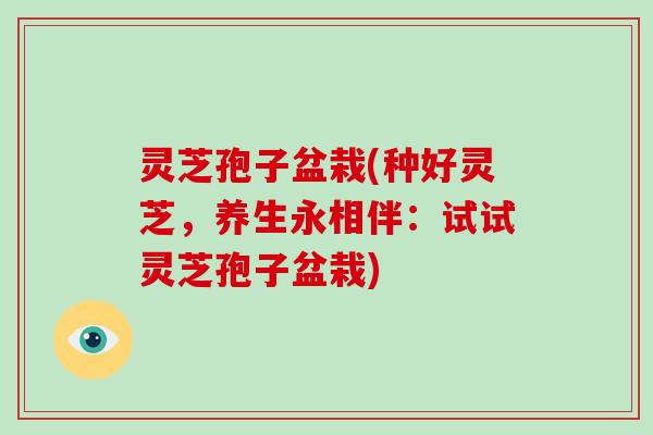 灵芝孢子盆栽(种好灵芝，养生永相伴：试试灵芝孢子盆栽)
