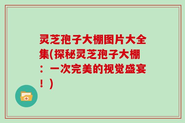 灵芝孢子大棚图片大全集(探秘灵芝孢子大棚:一次完美的视觉盛宴!) 灵芝孢子大棚图片大全集(探秘灵芝孢子大棚:一次完美的视觉盛宴!)