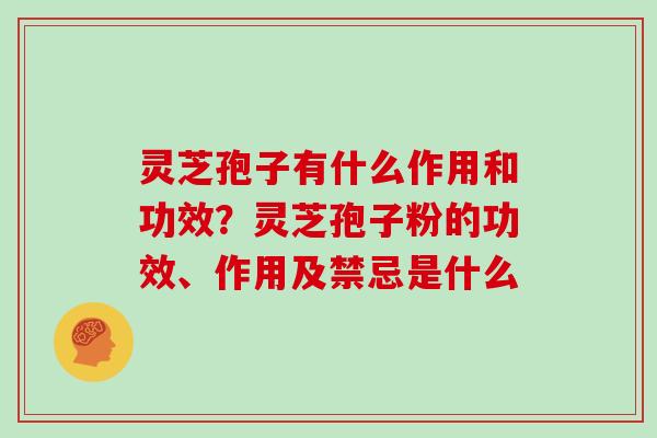 灵芝孢子有什么作用和功效？灵芝孢子粉的功效、作用及禁忌是什么