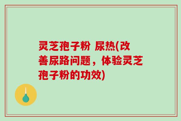 灵芝孢子粉 尿热(改善尿路问题，体验灵芝孢子粉的功效)