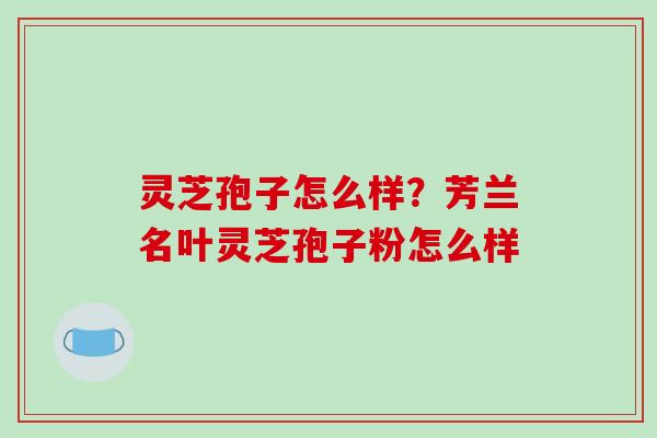灵芝孢子怎么样？芳兰名叶灵芝孢子粉怎么样