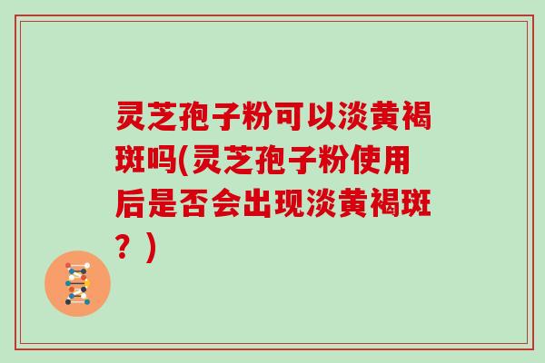 灵芝孢子粉可以淡黄褐斑吗(灵芝孢子粉使用后是否会出现淡黄褐斑？)