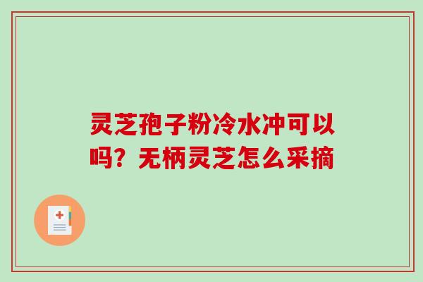 灵芝孢子粉冷水冲可以吗？无柄灵芝怎么采摘