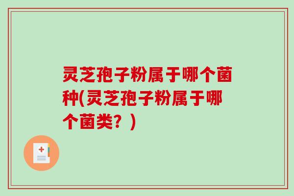 灵芝孢子粉属于哪个菌种(灵芝孢子粉属于哪个菌类？)