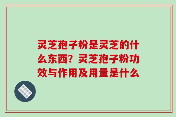 灵芝孢子粉是灵芝的什么东西？灵芝孢子粉功效与作用及用量是什么