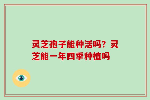 灵芝孢子能种活吗？灵芝能一年四季种植吗