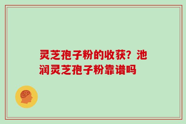 灵芝孢子粉的收获？池润灵芝孢子粉靠谱吗
