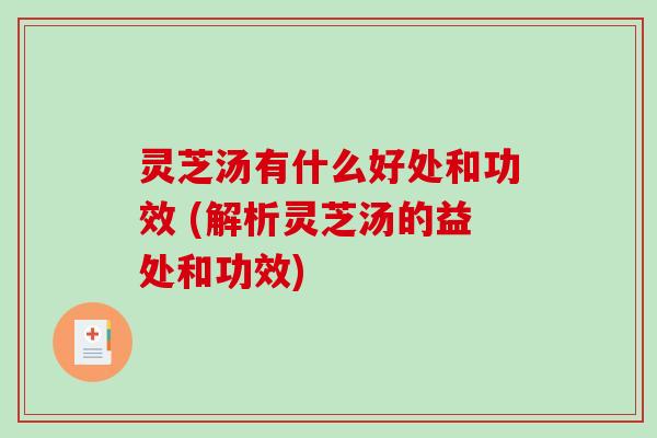 灵芝汤有什么好处和功效 (解析灵芝汤的益处和功效)