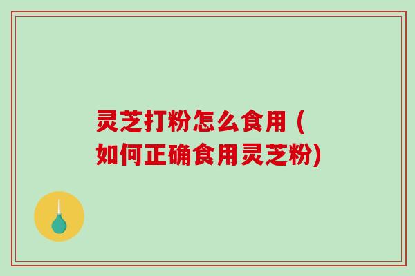 灵芝打粉怎么食用 (如何正确食用灵芝粉)