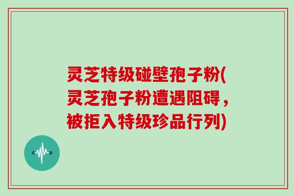 灵芝特级碰壁孢子粉(灵芝孢子粉遭遇阻碍，被拒入特级珍品行列)