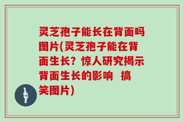灵芝孢子能长在背面吗图片(灵芝孢子能在背面生长？惊人研究揭示背面生长的影响  搞笑图片)