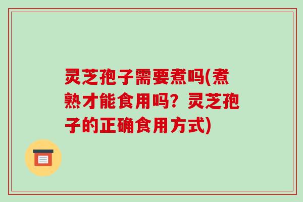灵芝孢子需要煮吗(煮熟才能食用吗？灵芝孢子的正确食用方式)
