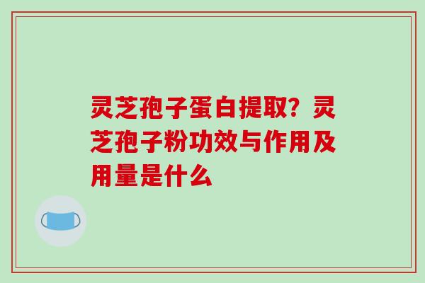 灵芝孢子蛋白提取?灵芝孢子粉功效与作用及用量是什么 灵芝孢子蛋白提取?灵芝孢子粉功效与作用及用量是什么