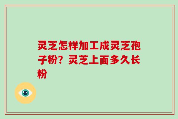 灵芝怎样加工成灵芝孢子粉？灵芝上面多久长粉