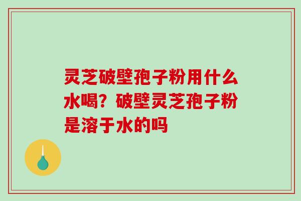 灵芝破壁孢子粉用什么水喝?破壁灵芝孢子粉是溶于水的吗 灵芝破壁孢子粉用什么水喝?破壁灵芝孢子粉是溶于水的吗