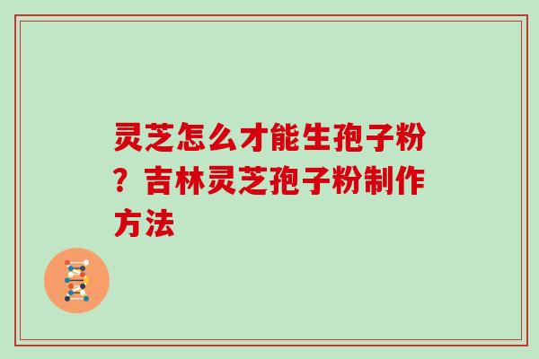 灵芝怎么才能生孢子粉？吉林灵芝孢子粉制作方法