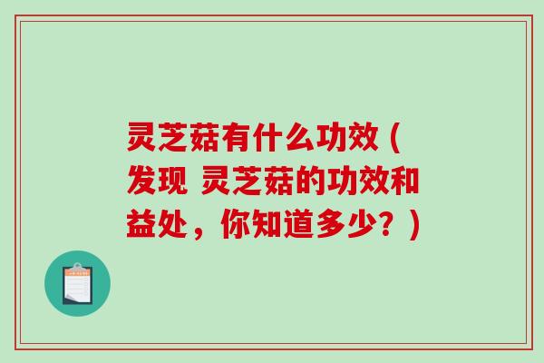 灵芝菇有什么功效 (发现 灵芝菇的功效和益处，你知道多少？)