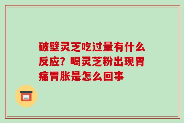 破壁灵芝吃过量有什么反应？喝灵芝粉出现胃痛胃胀是怎么回事