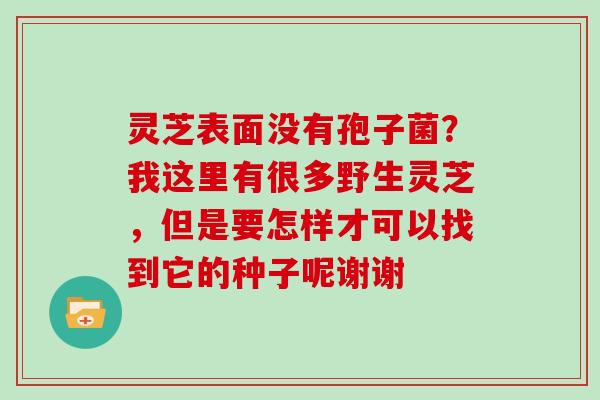 灵芝表面没有孢子菌？我这里有很多野生灵芝，但是要怎样才可以找到它的种子呢谢谢