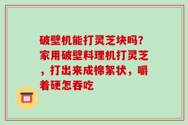破壁机能打灵芝块吗？家用破壁料理机打灵芝，打出来成棉絮状，嚼着硬怎吞吃