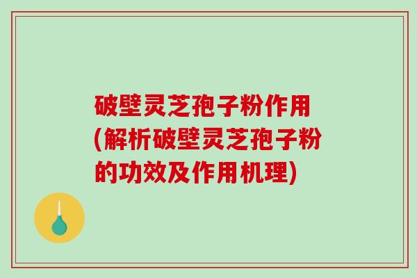 破壁灵芝孢子粉作用 (解析破壁灵芝孢子粉的功效及作用机理)