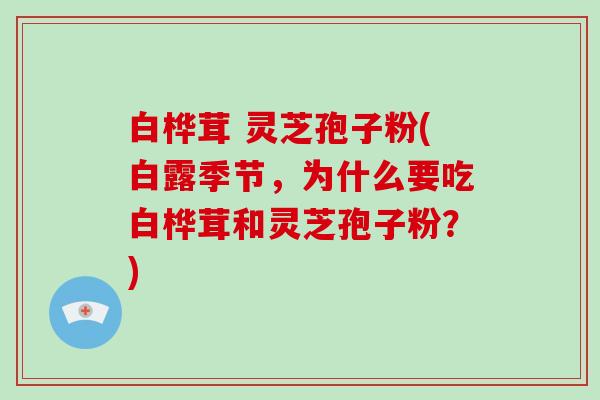 白桦茸 灵芝孢子粉(白露季节，为什么要吃白桦茸和灵芝孢子粉？)