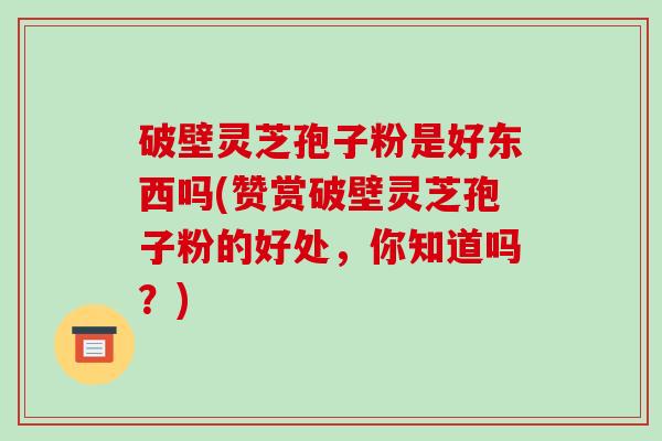 破壁灵芝孢子粉是好东西吗(赞赏破壁灵芝孢子粉的好处,你知道吗?) 破壁灵芝孢子粉是好东西吗(赞赏破壁灵芝孢子粉的好处,你知道吗?)
