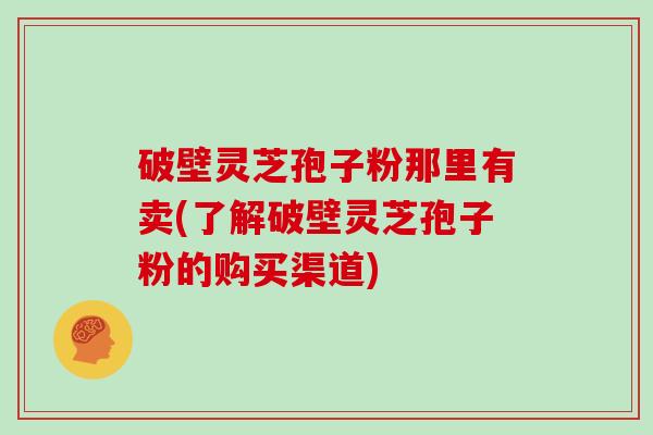 破壁灵芝孢子粉那里有卖(了解破壁灵芝孢子粉的购买渠道)