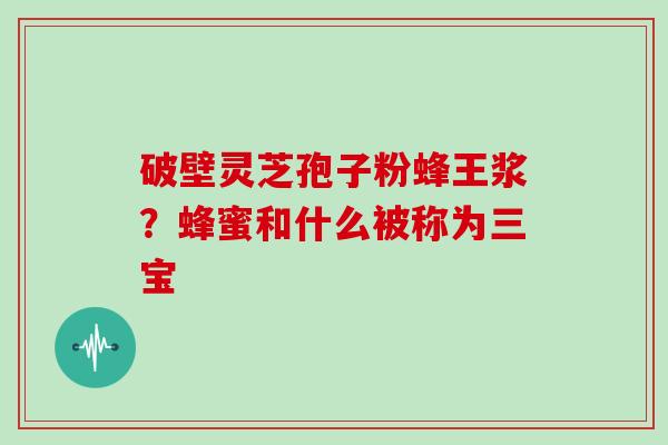 破壁灵芝孢子粉蜂王浆？蜂蜜和什么被称为三宝