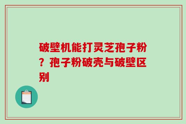 破壁机能打灵芝孢子粉?孢子粉破壳与破壁区别 破壁机能打灵芝孢子粉?孢子粉破壳与破壁区别