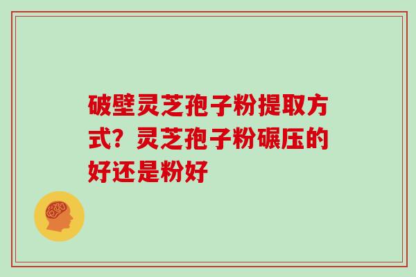 破壁灵芝孢子粉提取方式？灵芝孢子粉碾压的好还是粉好