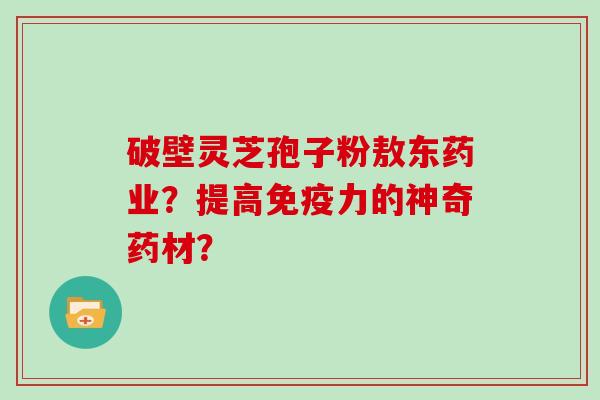 破壁灵芝孢子粉敖东药业？提高免疫力的神奇药材？