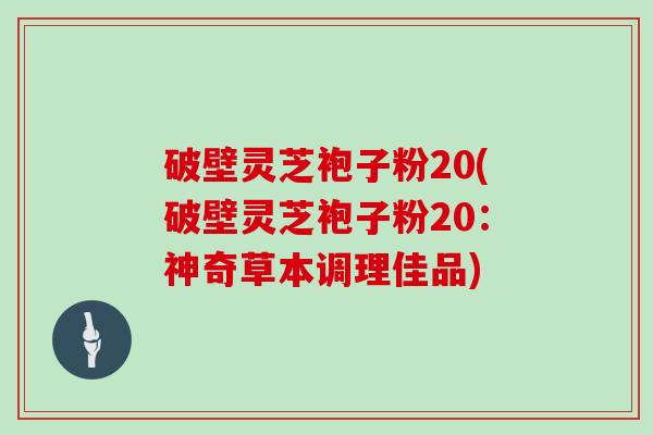 破壁灵芝袍子粉20(破壁灵芝袍子粉20：神奇草本调理佳品)