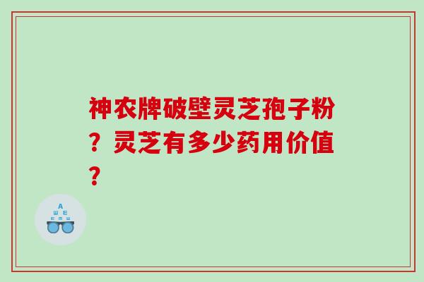 神农牌破壁灵芝孢子粉？灵芝有多少药用价值？