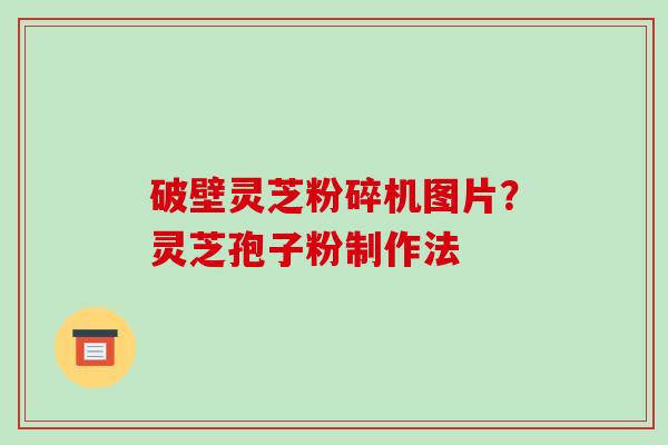 破壁灵芝粉碎机图片？灵芝孢子粉制作法