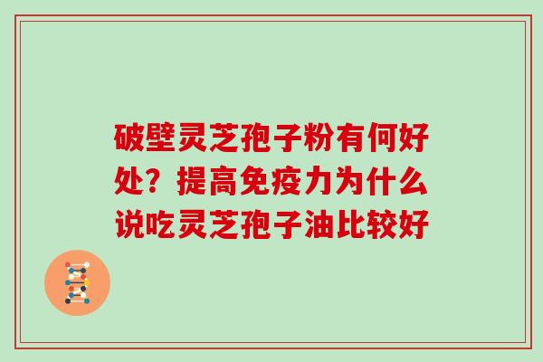 破壁灵芝孢子粉有何好处？提高免疫力为什么说吃灵芝孢子油比较好