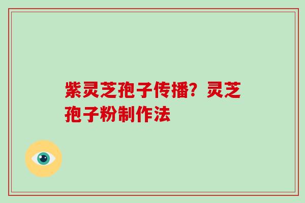 紫灵芝孢子传播？灵芝孢子粉制作法